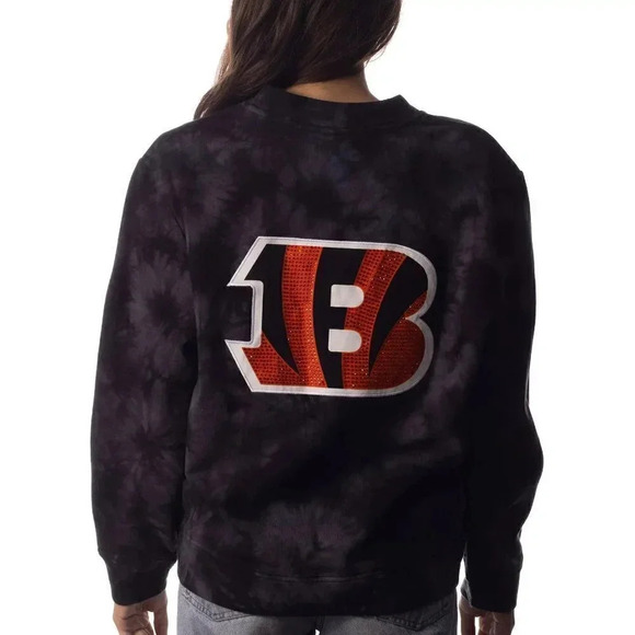 Buy 1 sweater Get 2 free! Wild Collective Women's Cincy Bengals Tie Dye Cardigan - Picture 2 of 12